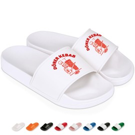 Prozente Momente Doner Kebab - Funny Flip Flops for Men & Women - Comfortable Slippers & Slippers for Beach, Pool and Your Painting Outfit, White, 47 EU