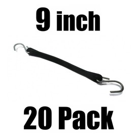 The ROP Shop (20) 9" Black Rubber TARP Straps Flatbed Truck Trailer Bungee Cord Tire Chains