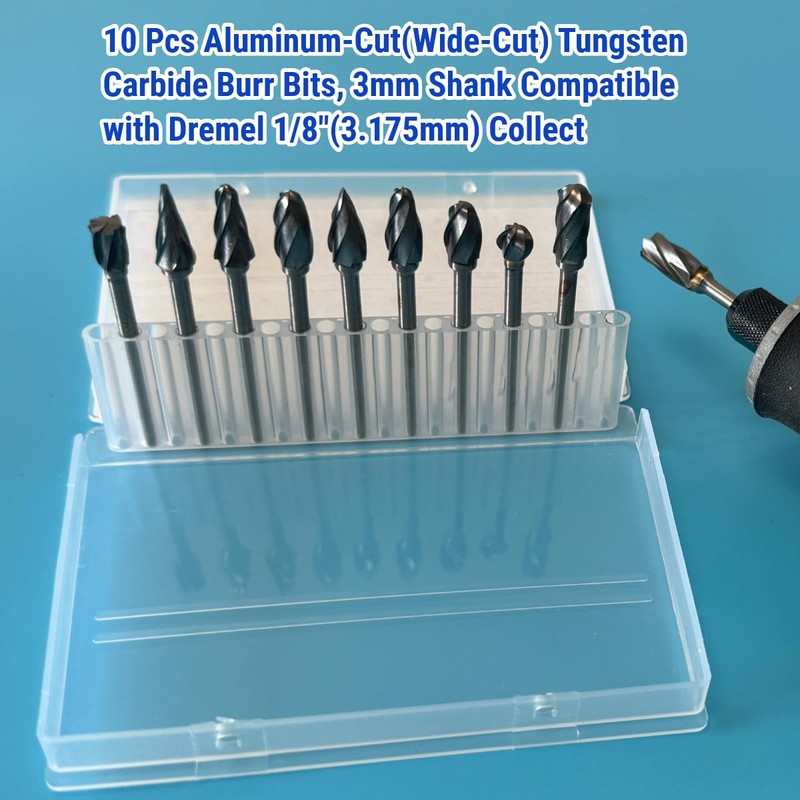 Sworker 10 Pcs Carbide Burr Set 1/8" Shank Compatible with