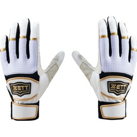 ZETT BG15013A Baseball Batting Gloves, Non-slip, General Use, Ambidextrous, White x White (1111), L
