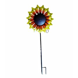 60” Sunflower Solar Wind Spinner Garden Stake - - 14 Inch Spinner Diameter