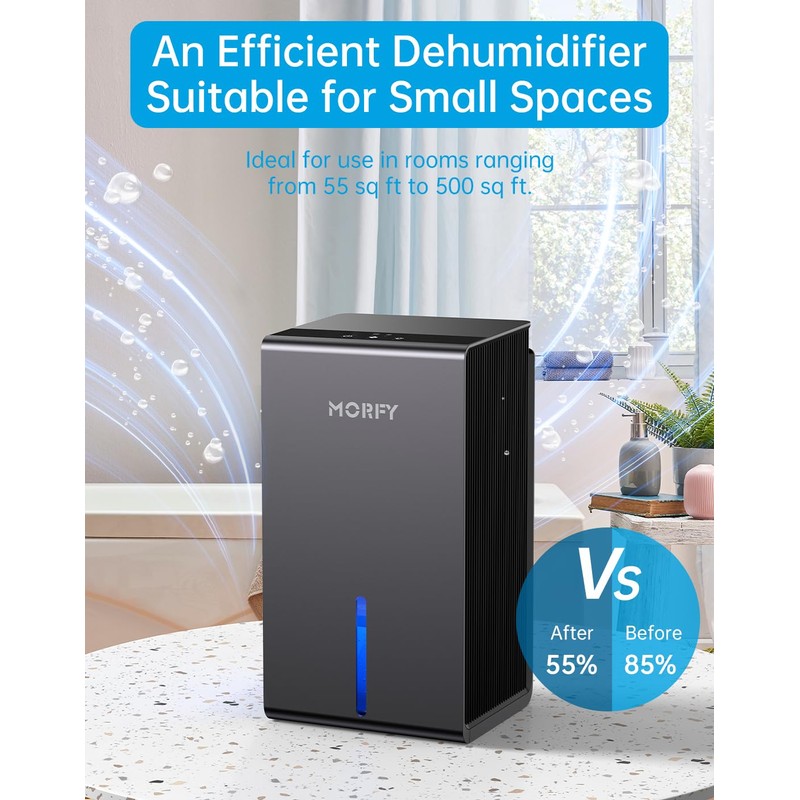 MORFY Dehumidifier, Small Dehumidifier for Bedroom Bathroom RV with Auto