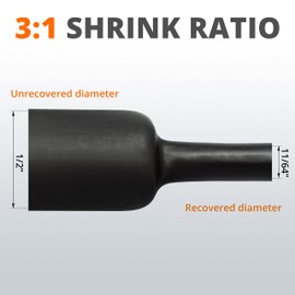 Wirefy 1/2" Heat Shrink Tubing - 3:1 Ratio - Adhesive Lined - a resistant Heat Shrink - Black - 50 Feet Roll