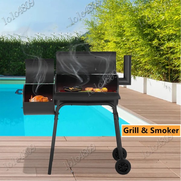 autoparts_collection2024 Outdoor Charcoal Grill Smoker Charcoal Barbecue Grill with Large