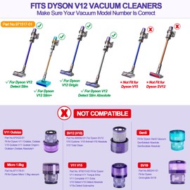 TOPALL Vacuum Filter for Dyson V12,HEPA Filter Replacement,Vacuum Accessories,Compatible with Dyson V12 Origin,Detect Slim,Slim+,Detect Slim Absolute, #971517-01 (4 P)