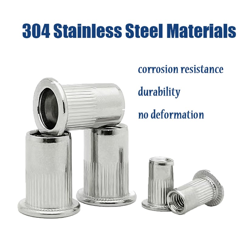 #10-32 100PCS SAE Rivet Nut Ass 304 Stainless Steel Flat