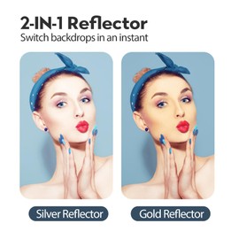 Fotopro 24 Inch 60cm Photography Reflector 2 in 1 Collapsible Multi Disc with Bag Light Reflector for Studio Photography Lighting and Outdoor Shooting Silver Gold