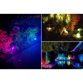 Fulanzaren 20W Spotlights Outdoor, 120V 1000lm RGB LED Spot Lights Outdoor with Transformer & Remote, 12 Colors 19 Modes, IP65 Waterproof 46.5ft Cord Outdoor Lights for Yard Garden, UL Listed, 4 Pack