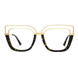 Zeelool Stylish Oversize Cat Eye Glasses Frame for Women with Non-prescription Clear Ornella ZJGX370408-02 Tortoise