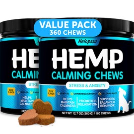 Hemp Calming Chews for Dogs with Anxiety and Stress - 360 Soft Dog Calming Treats - Dog Anxiety Relief - Storms, Fireworks, Thunder, Barking, Separation Aid - Valerian Root - L-Tryptophan - Hemp Oil
