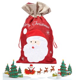 Pack of 2 Santa Bags, Christmas Gift Bags, Christmas Gift Bags, Santa Sack with Drawstring, Christmas Bag Gift Packing Bags for Christmas Decoration