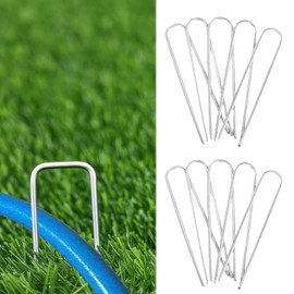 10 Pack Heavy Duty Galvanized Garden Hose Guide Stakes - 6 Inch Metal Hose Guides for Flower Beds, Lawn, Yard - Durable Plant Protectors, Easy Install, Stylish Design