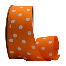 Ribbon Bazaar Grosgrain Polka Dots 1-1/2 inch Orange by The Yard 100% Polyester Ribbon