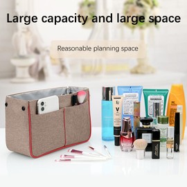 Lckaey Nylon Purse Organizer for neverfull Tote Handbag insert Organizers for longchamp and goyard tote insert 3091Brown-L