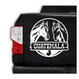Guatemala Stickers para Carros Calcomanias para Autos con Caballos Guatemala Decals for Cars and Trucks Latin Heritage Western Style With Horses (12", White)
