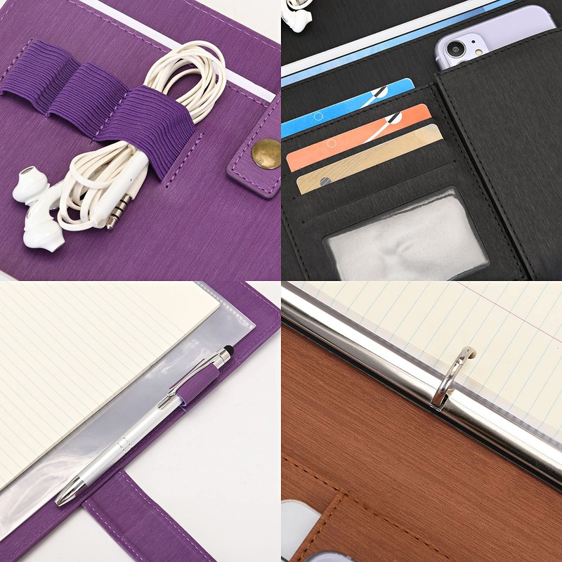Wonderpool A4 PU Leather Portfolio Holder Ring File Document Case