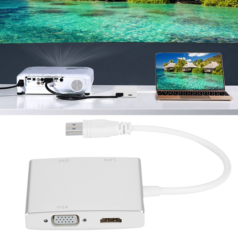 4 in 1 USB3.0 Adapter to VGA DVI HDMI LAN