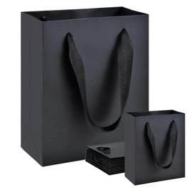 Aosric 20 Pack 6x3x8 Black Gift Bags – Small Sturdy & Reusable Premium Gift Bags for Jewelry, Perfume, Skincare, Cosmetics, Boutique Gift, Party Favors, Weddings, Birthdays, Christmas and Holidays