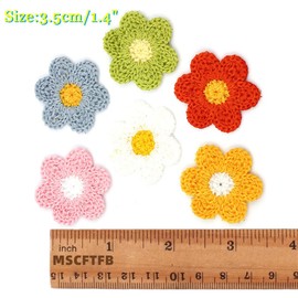 30 Pieces Crochet Flower Applique Small Yarn Sew on Floral Patches Embellishment for Sewing Craft Doll Scrapbooking Hair Accessorires Jewelry Finding Decoration (Multi)