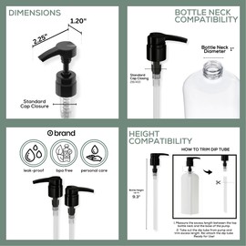 Shampoo/Conditioner Pumps, 2 Pack, for 1 Liter Bottles, 28/410 (Black)