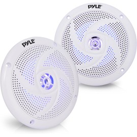 Pyle Marine Speakers - 5.25 Inch 2 Way Waterproof and Weather Resistant Outdoor Audio Stereo Sound System with LED Lights, 180 Watt Power and Low Profile Slim Style - 1 Pair - PLMRS53WL