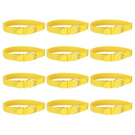 YELARXI Baseball Belt PU Leather Softball Belt, Adjustable Elastic Baseball Uniform Fit for Men Women Youth Football Exercises Climbing - (12 Pack, Light Yellow)