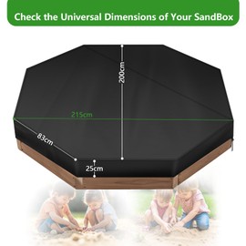 PATIO PLUS Octagon Sandbox Cover 215x200x25cm,420D Oxford Sandbox Cover for Sandpit and Furniture, Waterproof Protective Sand Box Cover with Drawstring