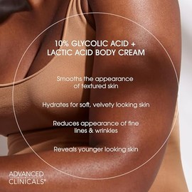 Advanced Clinicals- Loción corporal exfoliante con retinol + 10% de ácido glicólico y ácido láctico | Crepey Sk