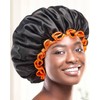 Black Large Shower Cap for Women Long Hair, Reusable Waterproof