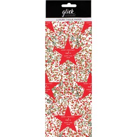 SD Christmas Star Red Printed Tissue Paper x 4 Sheets 50 x 70 cm