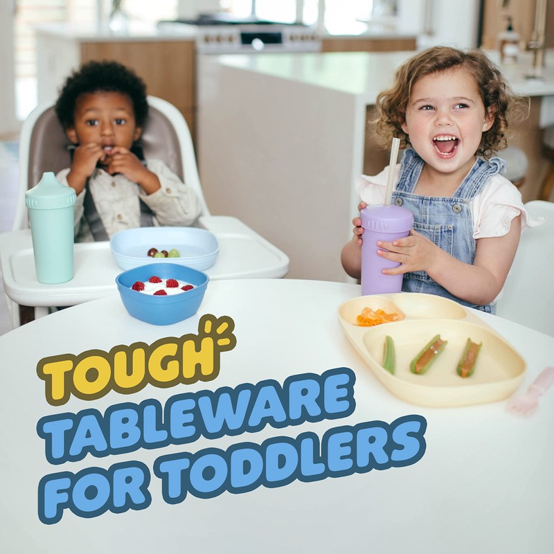 MightyMoe Toddler Dinnerware Set, 15pc Plates Bowls & Trays -