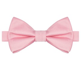 KissTies Pre-Tied Mens Bow Tie Rosy Pink Solid Satin Tuxedo Bowties