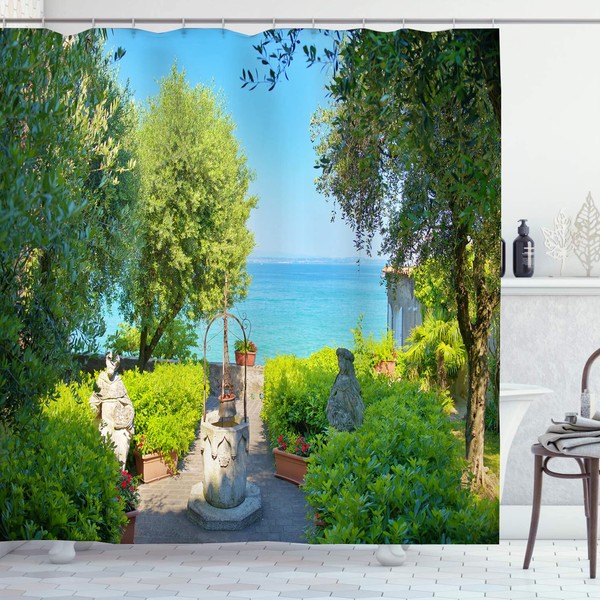 OCEUMACO Garden Shower Curtain Outdoor for Wet Room Outside Long