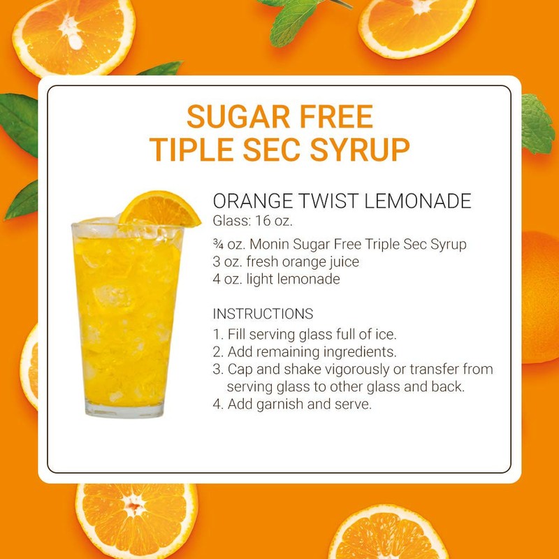 Monin Sugar Free Triple Sec Syrup 33.8 Fl Oz Alcohol