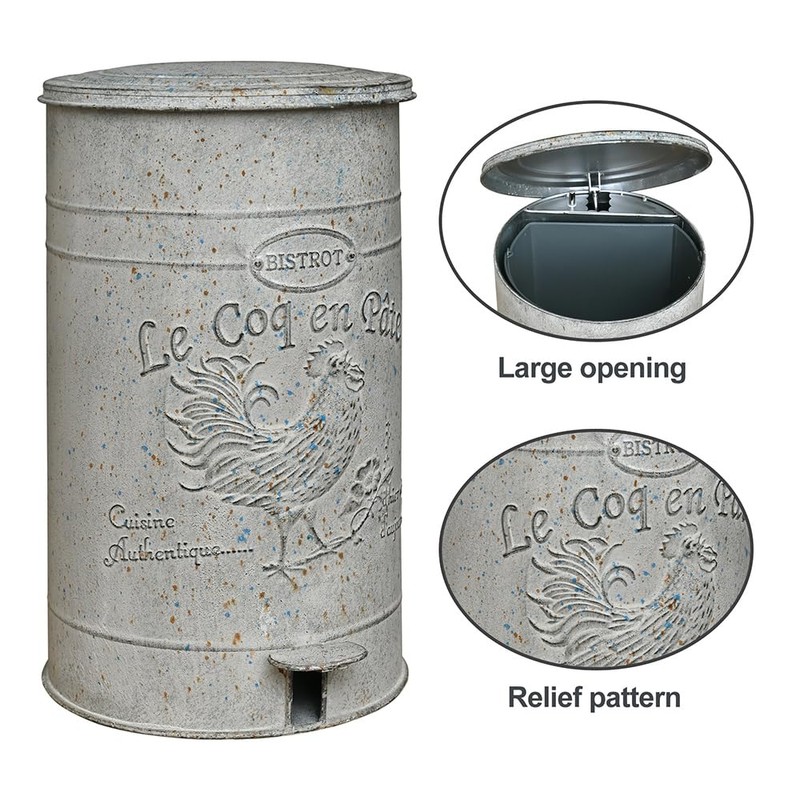 Rustic Farmhouse Decor Trash Can with Lid and Pedal Retro