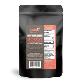 Laird Superfood Boost Coffee, Medium Roast Ground Beans Infused with Functional Mushrooms, Vitamin D and Olive Leaf Powder, 12 oz. Bag