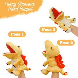 Double Bread Plush Animal Hand Puppets,Dinosaur Hand Puppets,Dinosaur Toys Plush Puppet Stuffed Hand Puppet,Soft & Cuddly Hand Puppets for Kids Role Play, Interactive Games, Triceratops