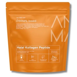 Halal Collagen Powder [450g] - Hydrolyzed Collagen Type 1 & 3 with 2000 Daltons - Grass-Fed Cattle from Turkey - Collagen Halal - 45 Servings - Protein Coffee - Bottled in Germany