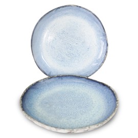 roro Modern Rustic Handmade Ceramic Stoneware, Reactive Rough Edge Coral Plate, 10.5 Inch