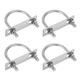 DTGN M8x51x78mm U Bolts Round Kit - 4Set - 304 Stainless Steel U-Bolt Kit with Nuts, Washers, Frame Plate - Good for DN40 Pipe, Trailer, Automotive, Leaf Spring Fastener