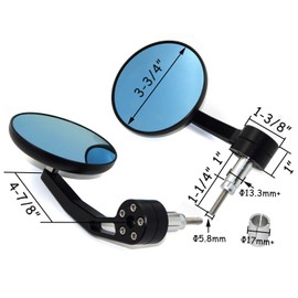 HTTMT- Round CNC Big 7/8" Handle Bar End Rearview Side Mirror Compatible with Most Motorcycle Model with 22mm Standard Handle Bars [P/N: MT252-034-BK]