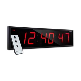 Ivation Oversized Large Digital Wall Clock - Big LED Digital Clock w/Large Display, Shelf or Wall Mount (30 Inch - Red) 6 Brightness Levels | Time Memory | Remote, Mounting Holes & Hardware