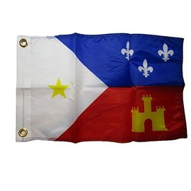 AES 12x18 12"x18" Acadiana Louisiana 100% Polyester Motorcycle Boat Flag Grommets Fade Resistant Double Stitched Premium Penant House Banner Grommets