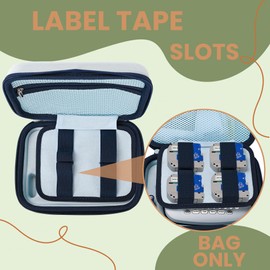 CROTIRAD Hard Storage Travel Case Compatible with Brother PT-M95 P-Touch Monochrome Label Maker, Storage Holder Carrying Organizer Bag for Label Tapes, Batteries, CASE ONLY, Blue