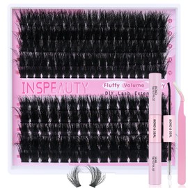 Lash Clusters Kit 80D+100D Fluffy Lash Clusters Eyelash Extension Kit 12-20mm Individual Lashes Kit with Lash Bond and Seal, Lash Tweezers for DIY Lashes Extension by INSPEAUTY