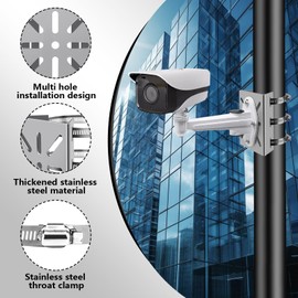 Vertikale Masthalterung, Masthalterung für Überwachungskamera, Edelstahl Eckhalterung, Überwachungskamera-Halterung mit 3 verstellbaren 200 mm Ringen und Schrauben