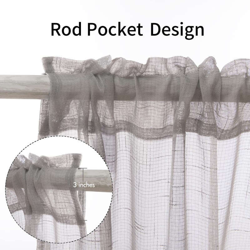 MIULEE Half Window Linen Sheer Curtain Valance Elegant Short Semitransparent