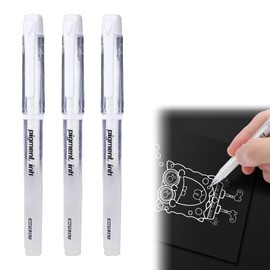 3 Pack White Gel Pens for Black Paper, 1mm White Fine Liner Art Pen Ballpoint Pen Highlighter Archival Gel Ink Rollerballfor for School Artists Drawing Sketching Writing Illustration Coloring Books