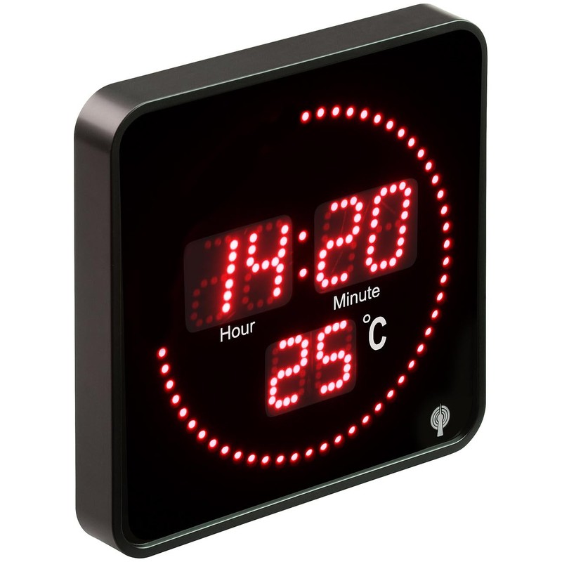 Lunartec Digital Wall Clock Radio-Controlled Clock: Flat LED Wireless Table