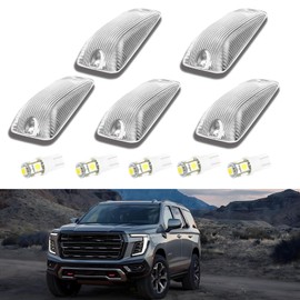 Fullux LED Cab Marker Lights fit Chevy Tahoe 92-99 Suburban Yukon 1993 1994 1995 1996 1997 1998 5PC Top Cab lights Clear Lens Yellow lights
